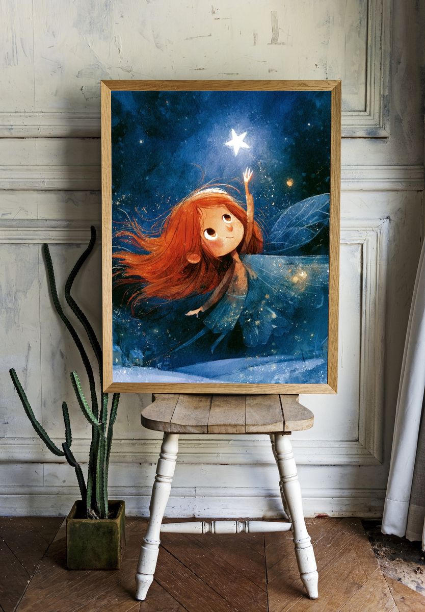 Starry Fairy Night Illustration Poster. — room view 1