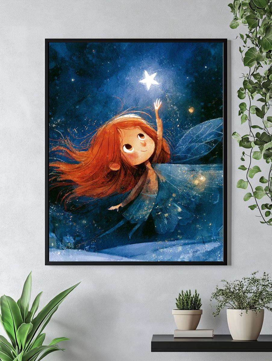 Starry Fairy Night Illustration Poster. — room view 4