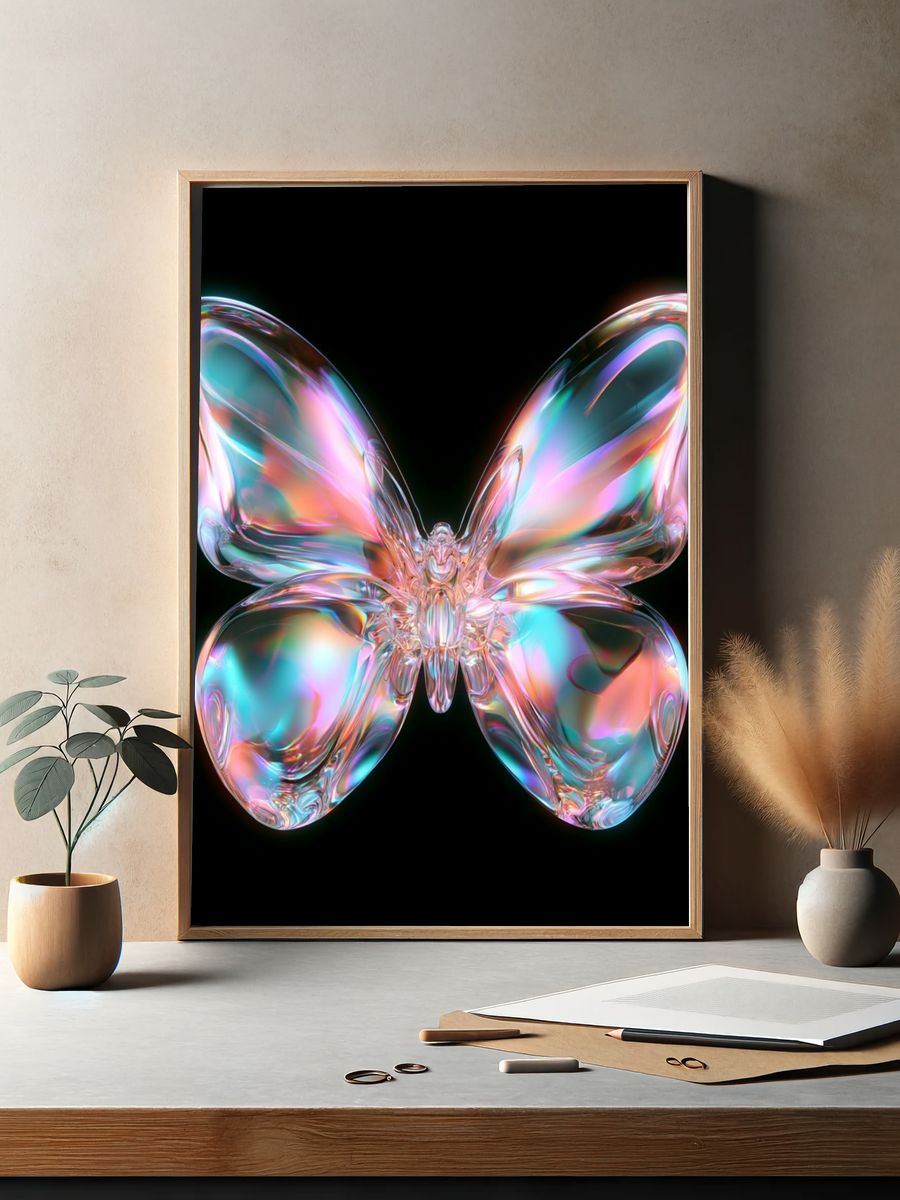 Iridescent Butterfly Abstract Print. — room view 2