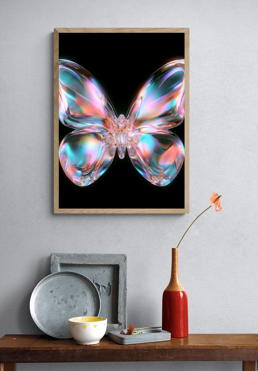 Iridescent Butterfly Abstract Print. — room view 3