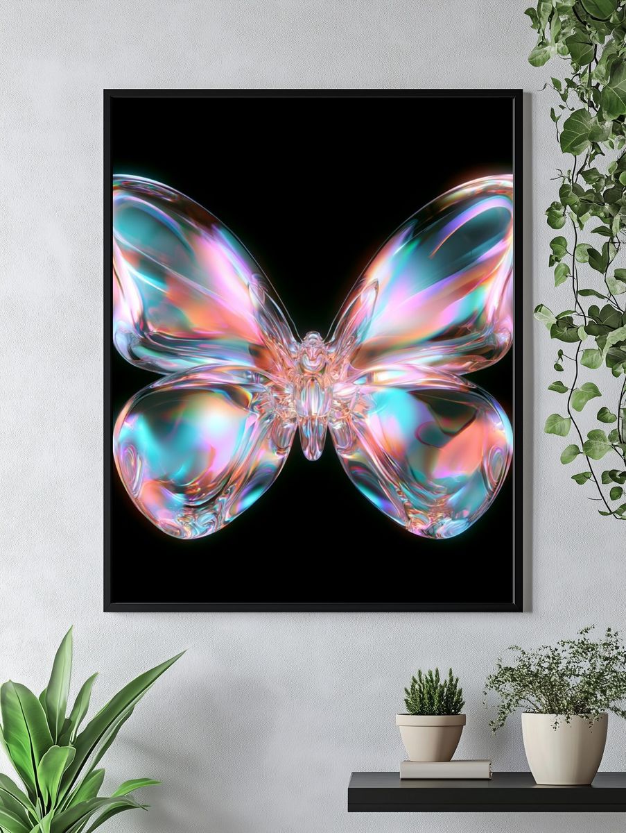 Iridescent Butterfly Abstract Print. — room view 4