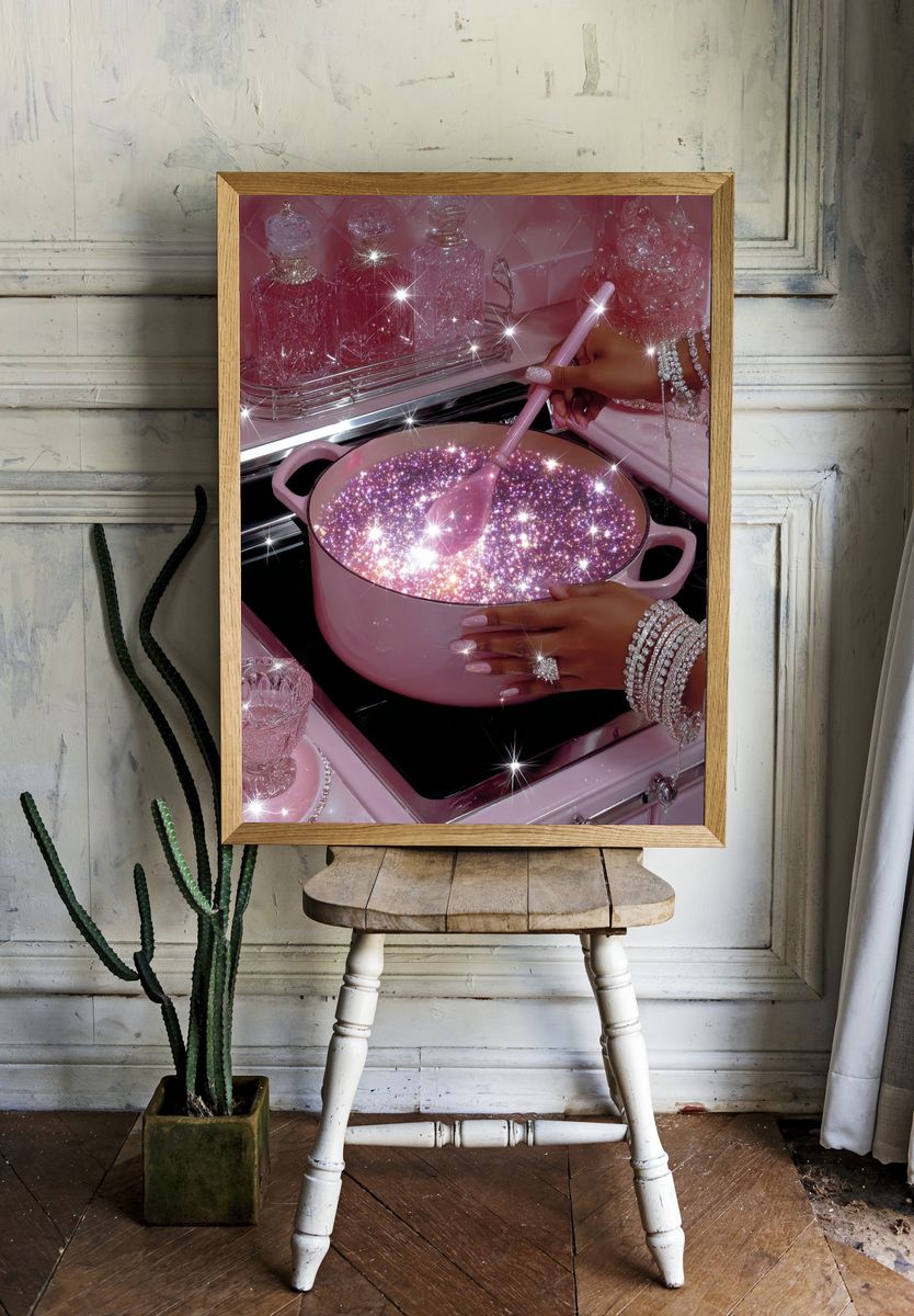 Pink Glam Kitchen Sparkle Poster. — room view 1