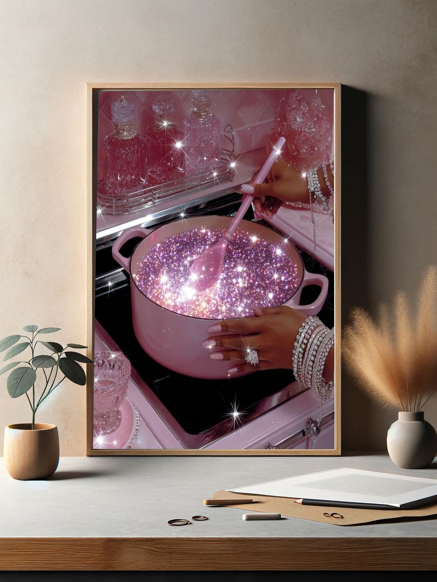 Pink Glam Kitchen Sparkle Poster. — room view 2