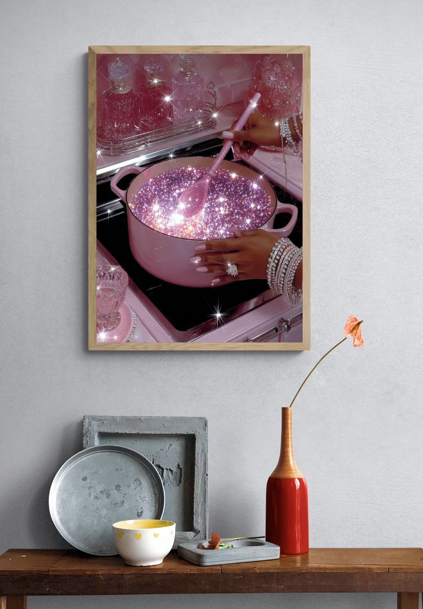 Pink Glam Kitchen Sparkle Poster. — room view 3