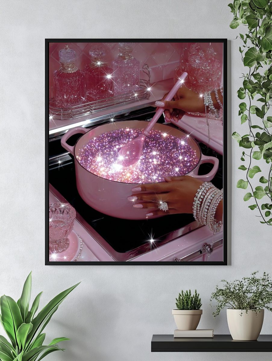 Pink Glam Kitchen Sparkle Poster. — room view 4