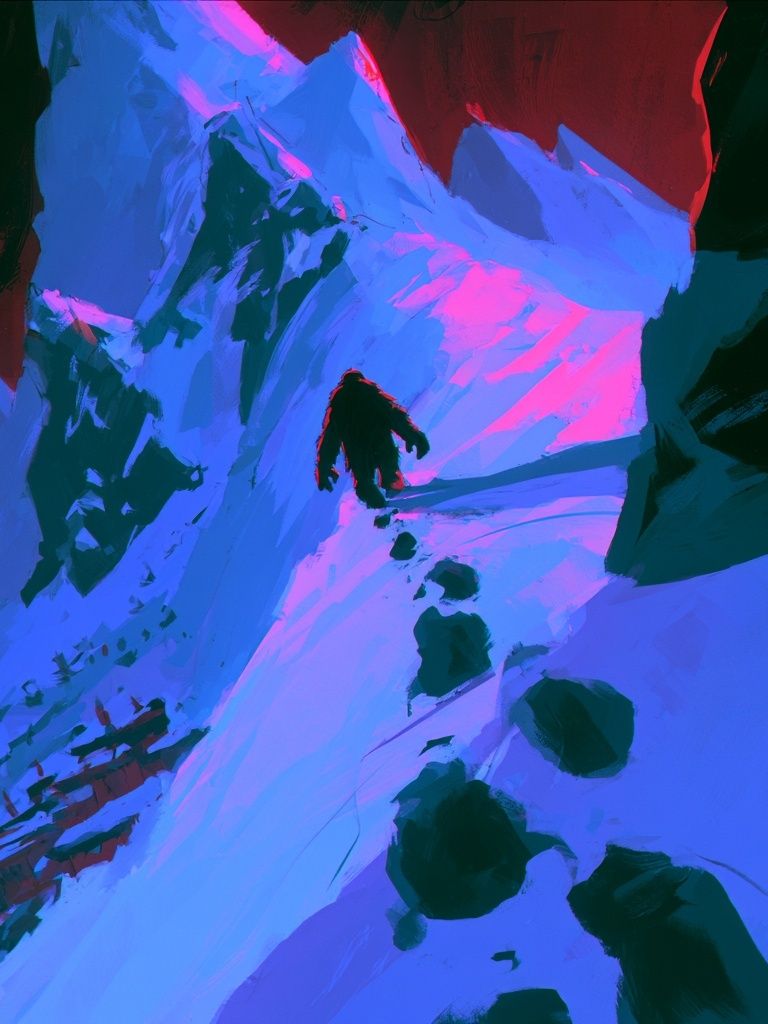 Alpine Climber Neon Poster. poster — illustration art