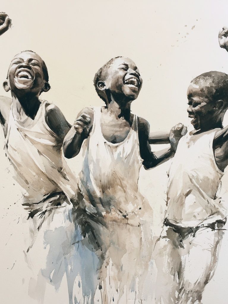 Joyful Children Watercolor Print. poster detail