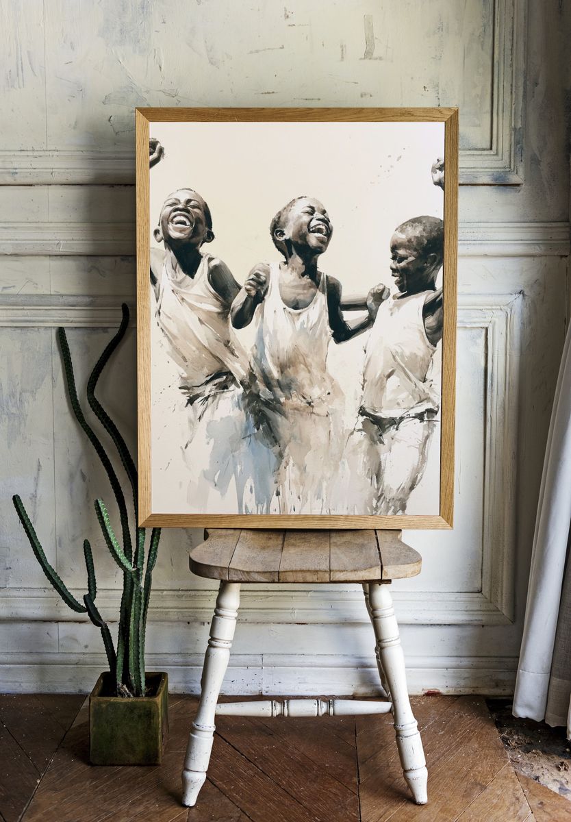 Joyful Children Watercolor Print. — room view 1