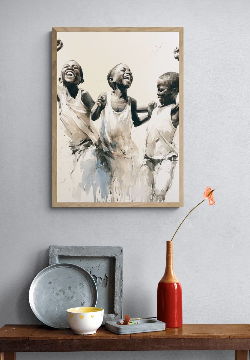 Joyful Children Watercolor Print. — room view 3