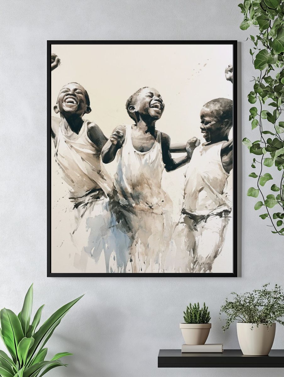 Joyful Children Watercolor Print. — room view 4