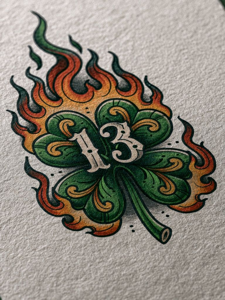 13 Clover Flame Illustration Poster. poster detail