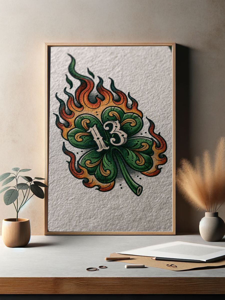13 Clover Flame Illustration Poster. — room view 2