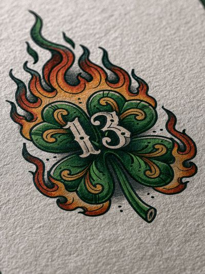 13 Clover Flame Illustration Poster.