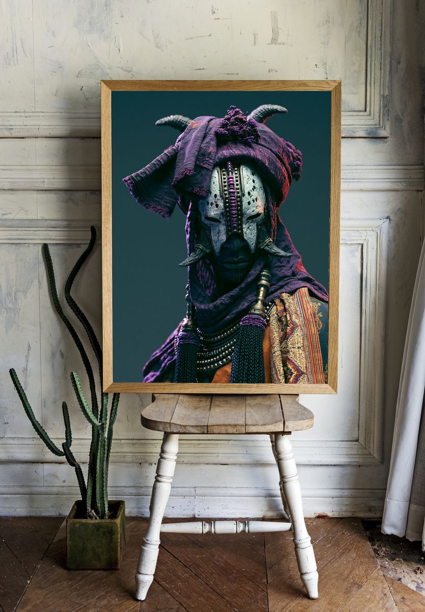 Mystic Mask Portrait Print. room preview