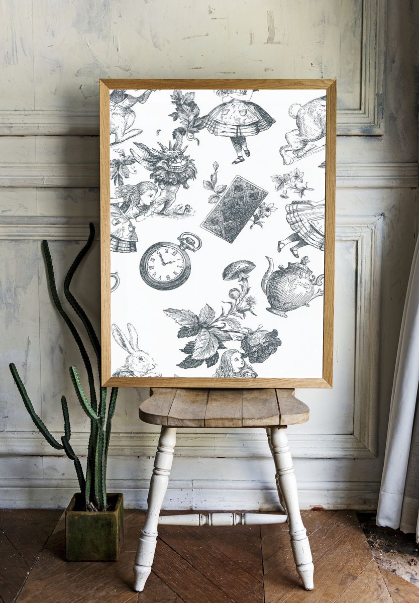 Alice in Wonderland Toile Print. room preview