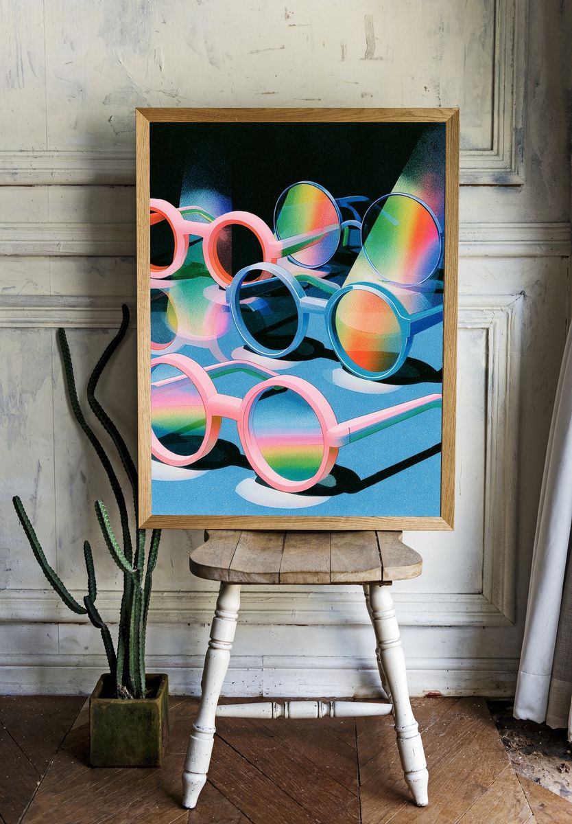 Rainbow Sunglasses Illustration Poster. room preview