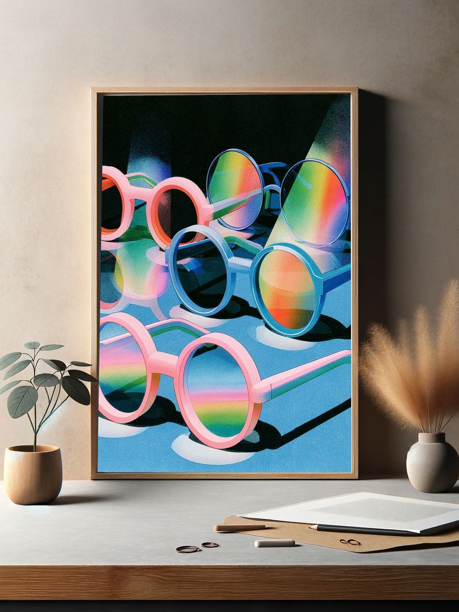 Rainbow Sunglasses Illustration Poster. — room view 2