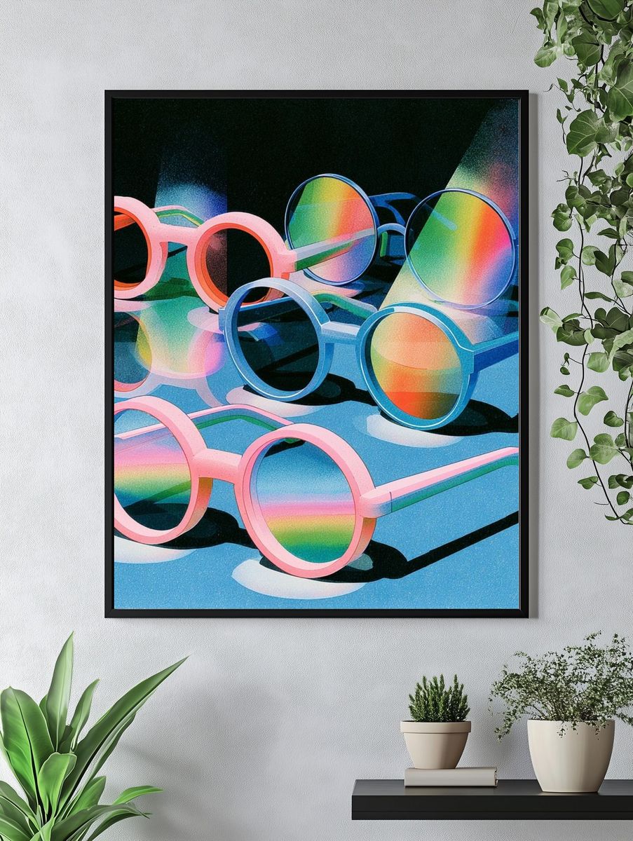 Rainbow Sunglasses Illustration Poster. — room view 4