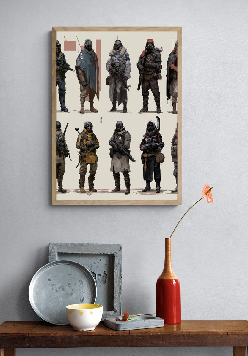 Armored Sci-Fi Soldiers Illustration Poster. — room view 3