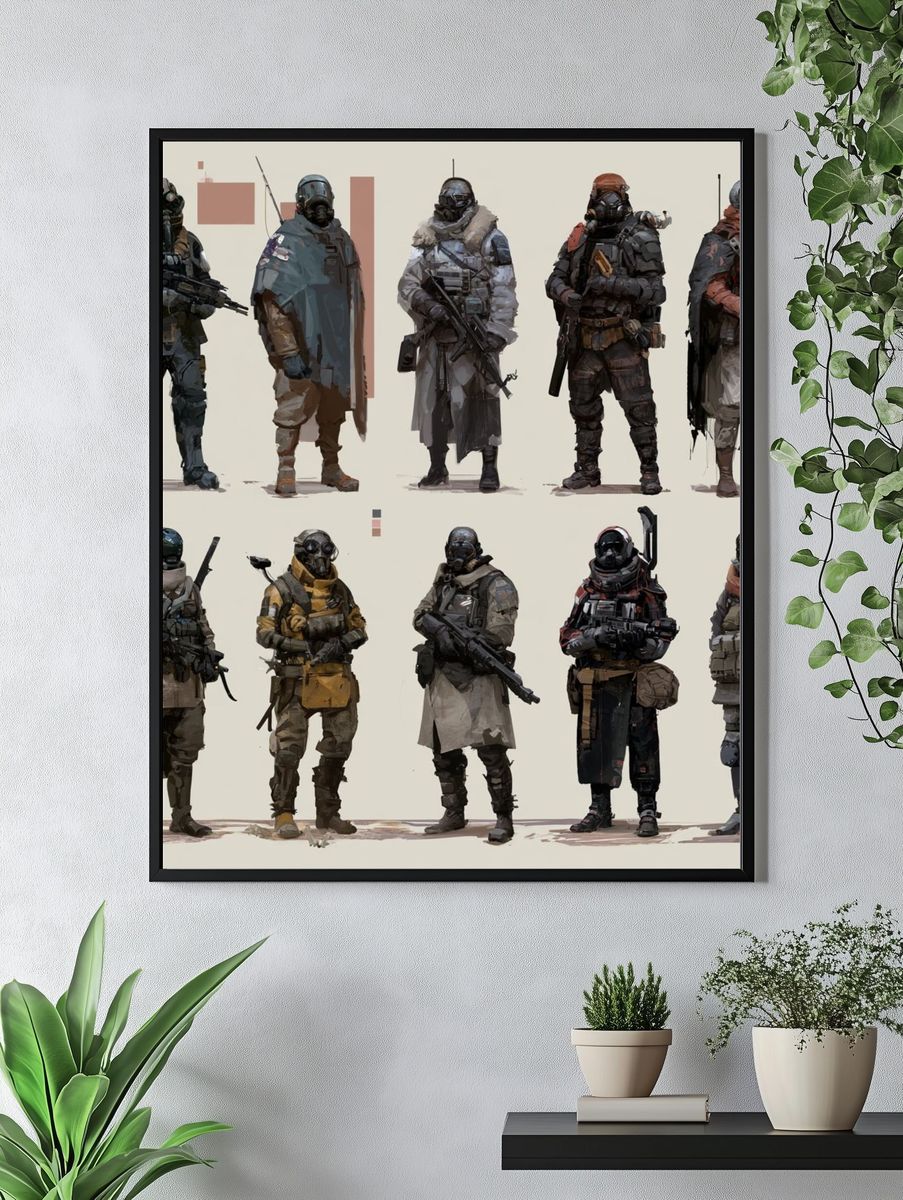 Armored Sci-Fi Soldiers Illustration Poster. — room view 4