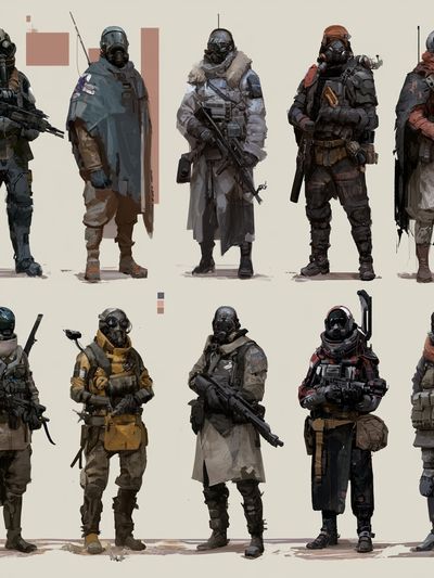 Armored Sci-Fi Soldiers Illustration Poster.