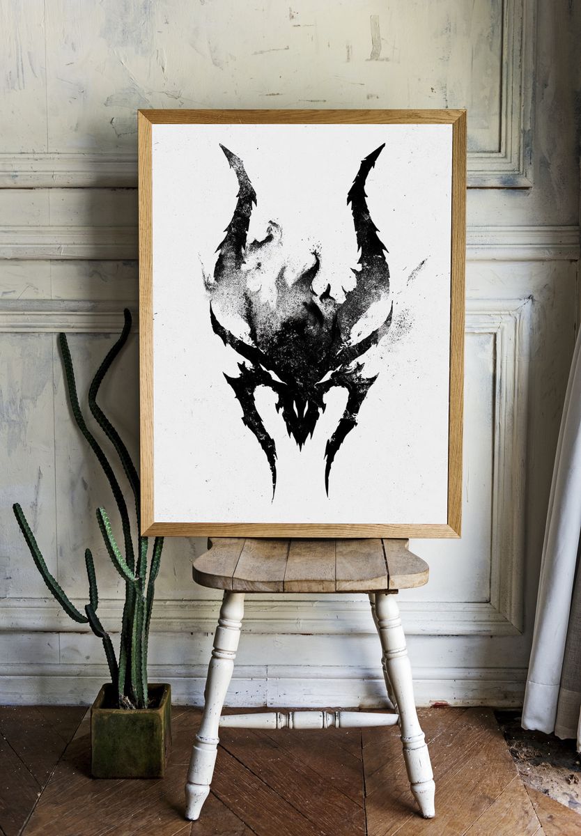 Dark Skull Ink Poster. room preview
