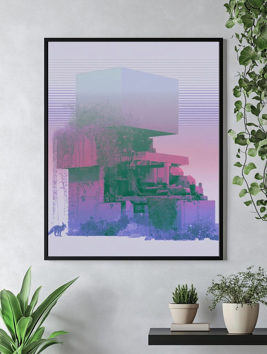 Surreal Neon Landscape Print. — room view 4