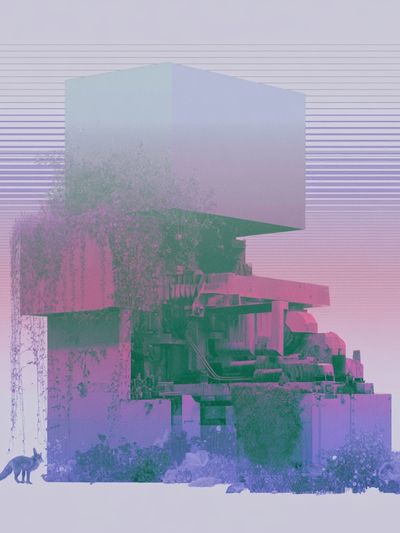 Surreal Neon Landscape Print.