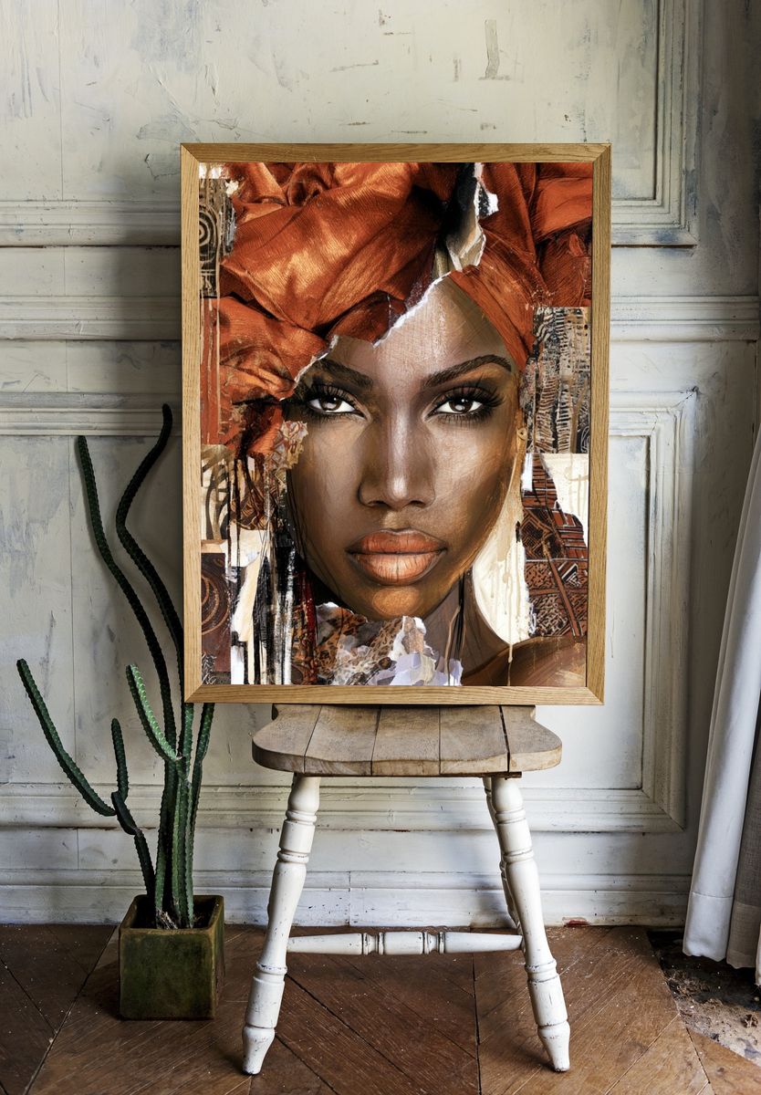 African Portrait Collage Print. room preview