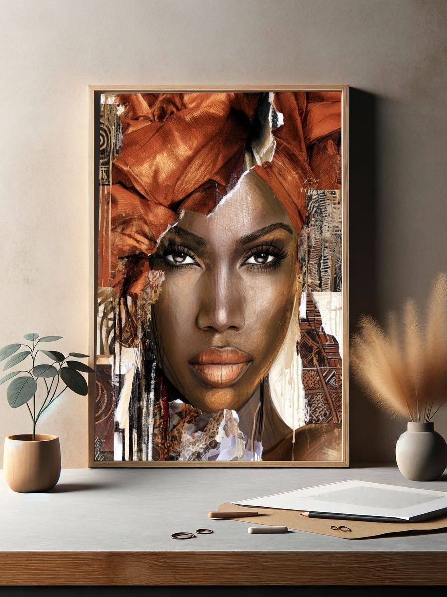African Portrait Collage Print. — room view 2