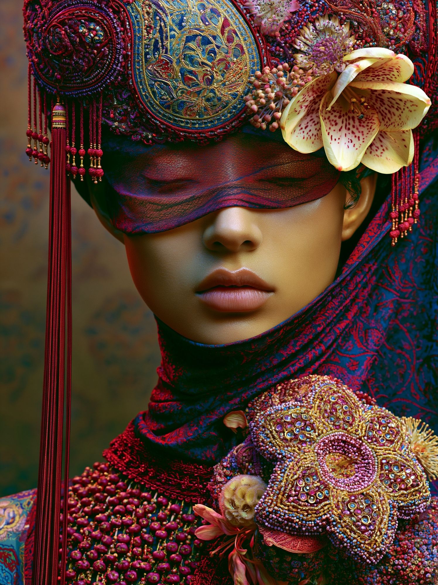 Ornate Floral Portrait Print. poster detail