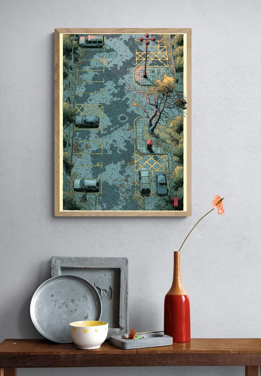 Winter Canal Village Illustration Poster. — room view 3