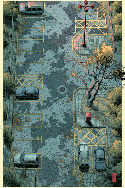 Winter Canal Village Illustration Poster.
