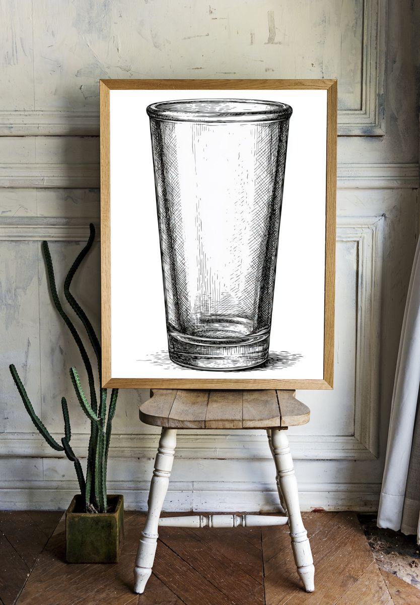 Glass Tumbler Sketch Poster. — room view 1
