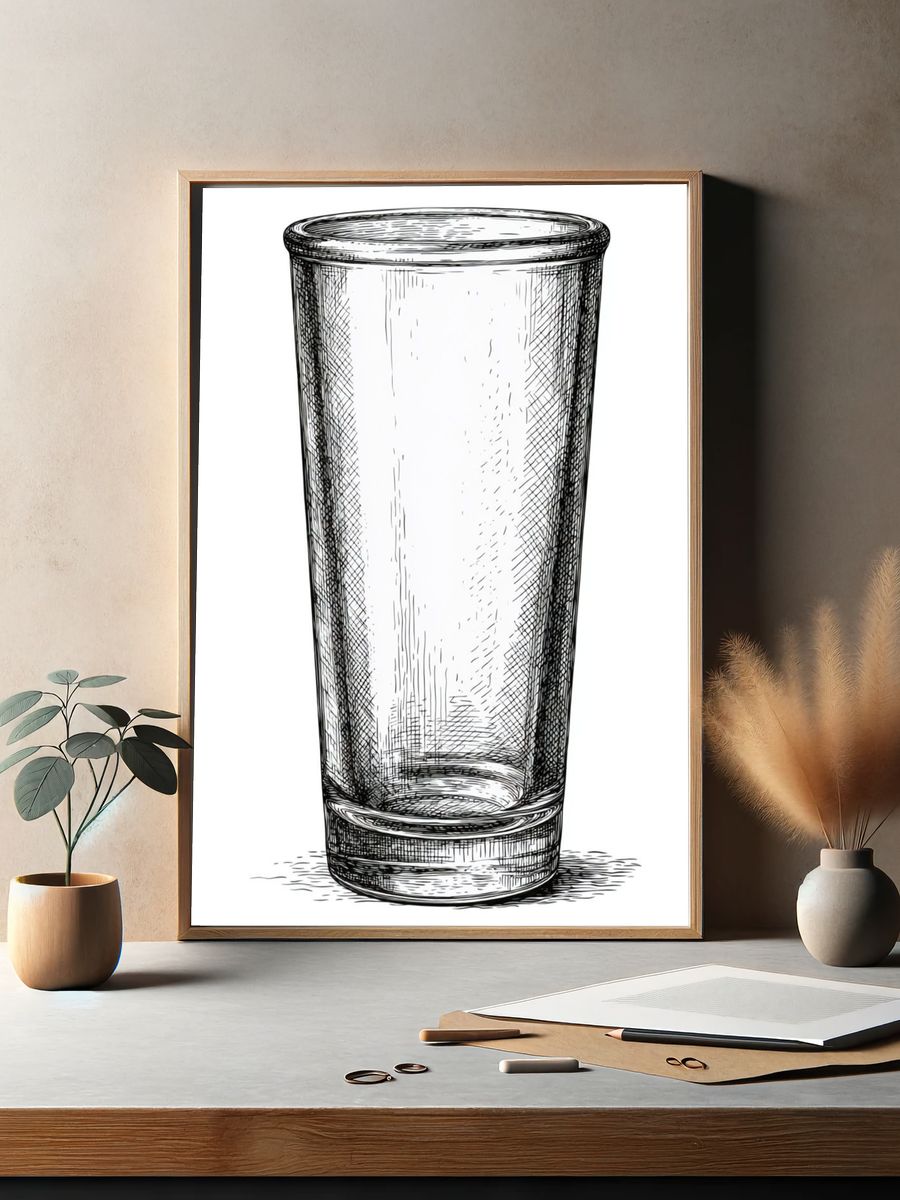 Glass Tumbler Sketch Poster. — room view 2