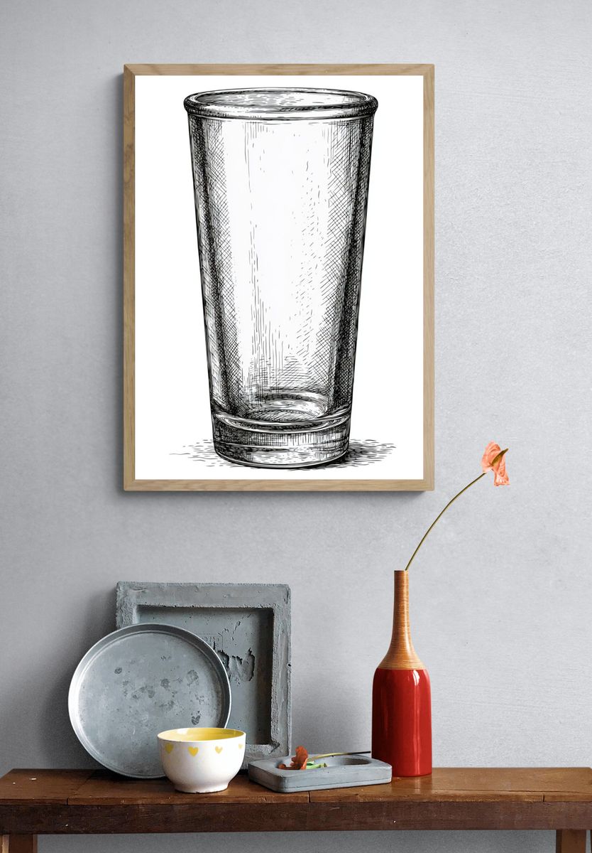 Glass Tumbler Sketch Poster. — room view 3