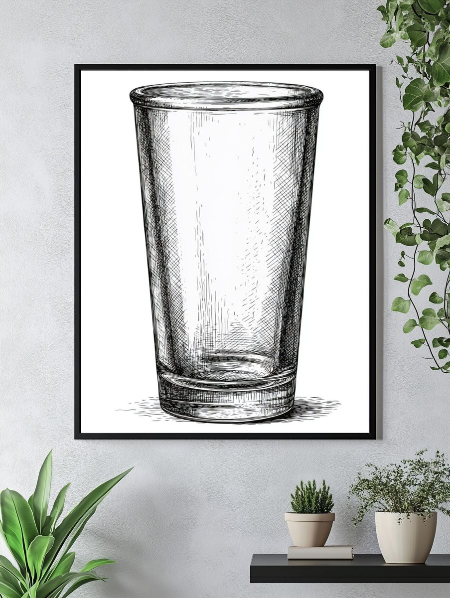 Glass Tumbler Sketch Poster. — room view 4