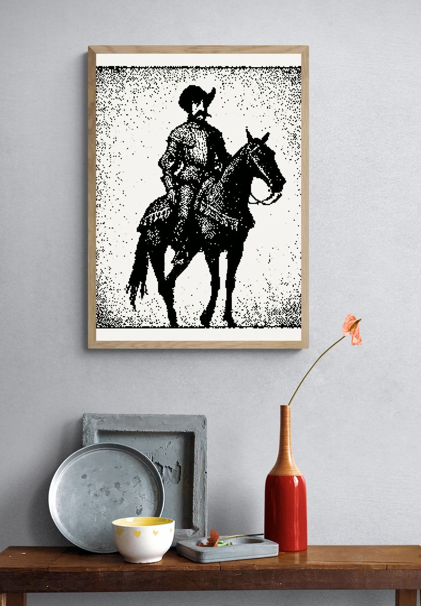 Cowboy Rider Silhouette Print. — room view 3