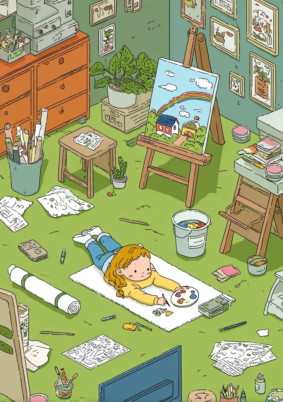Little Artist Studio Illustration Poster. poster — illustration art