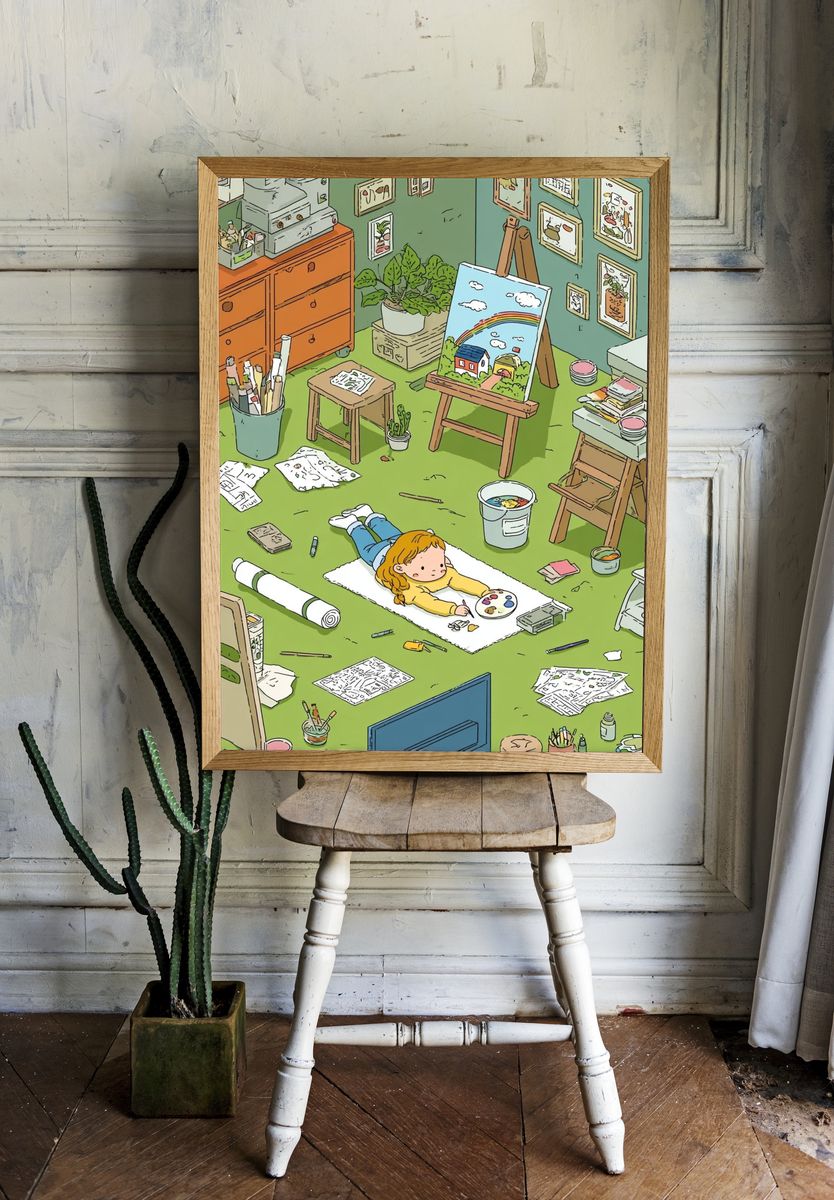 Little Artist Studio Illustration Poster. room preview