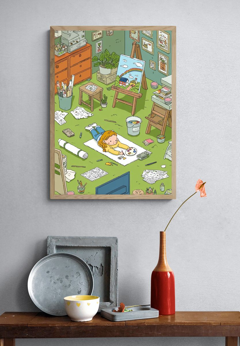 Little Artist Studio Illustration Poster. — room view 3