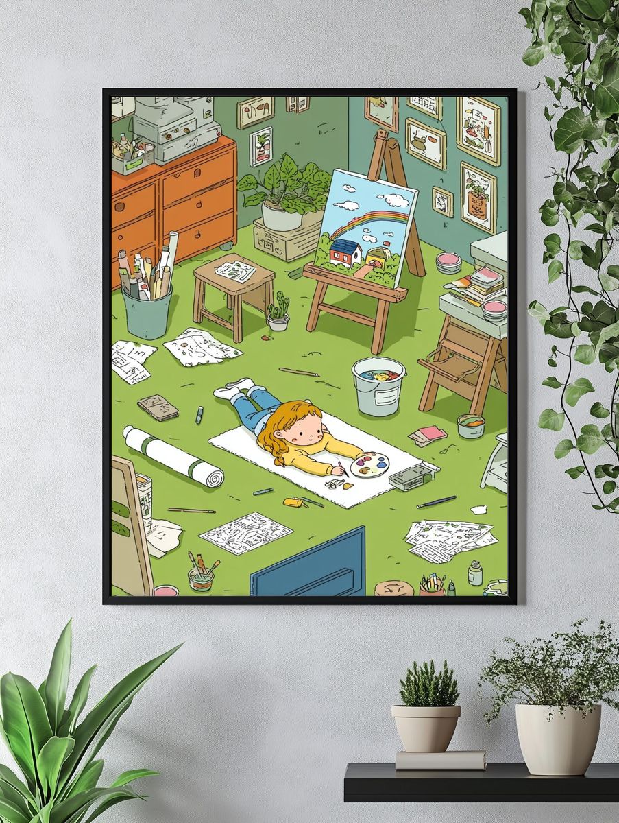 Little Artist Studio Illustration Poster. — room view 4