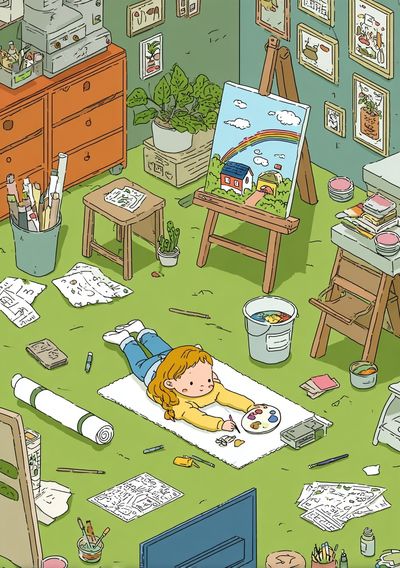 Little Artist Studio Illustration Poster.