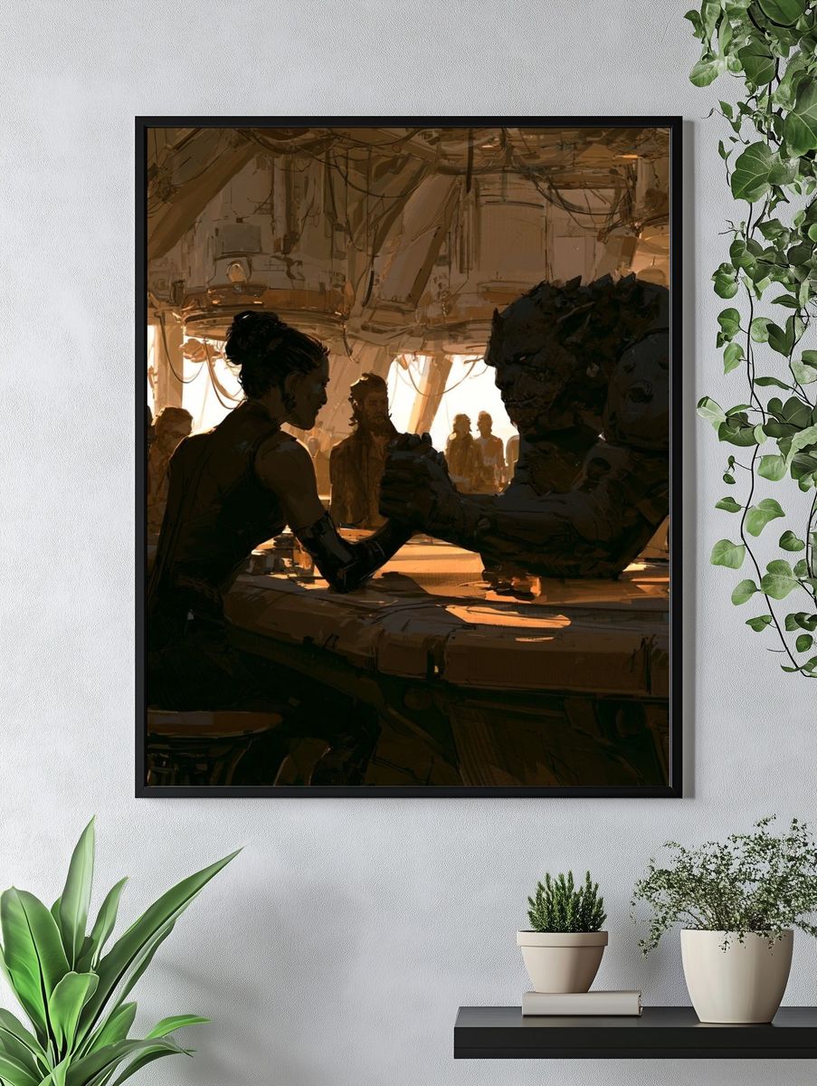 Sci-Fi Arm Wrestle Illustration Poster. — room view 4