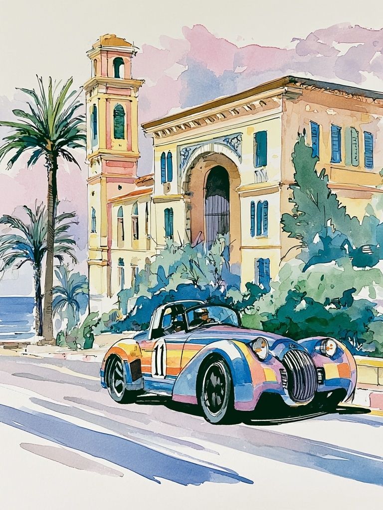 Coastal Vintage Sports Car Poster. poster — illustration art
