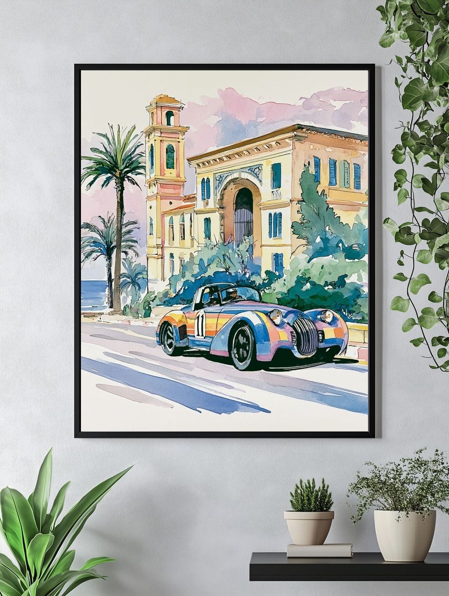 Coastal Vintage Sports Car Poster. — room view 4