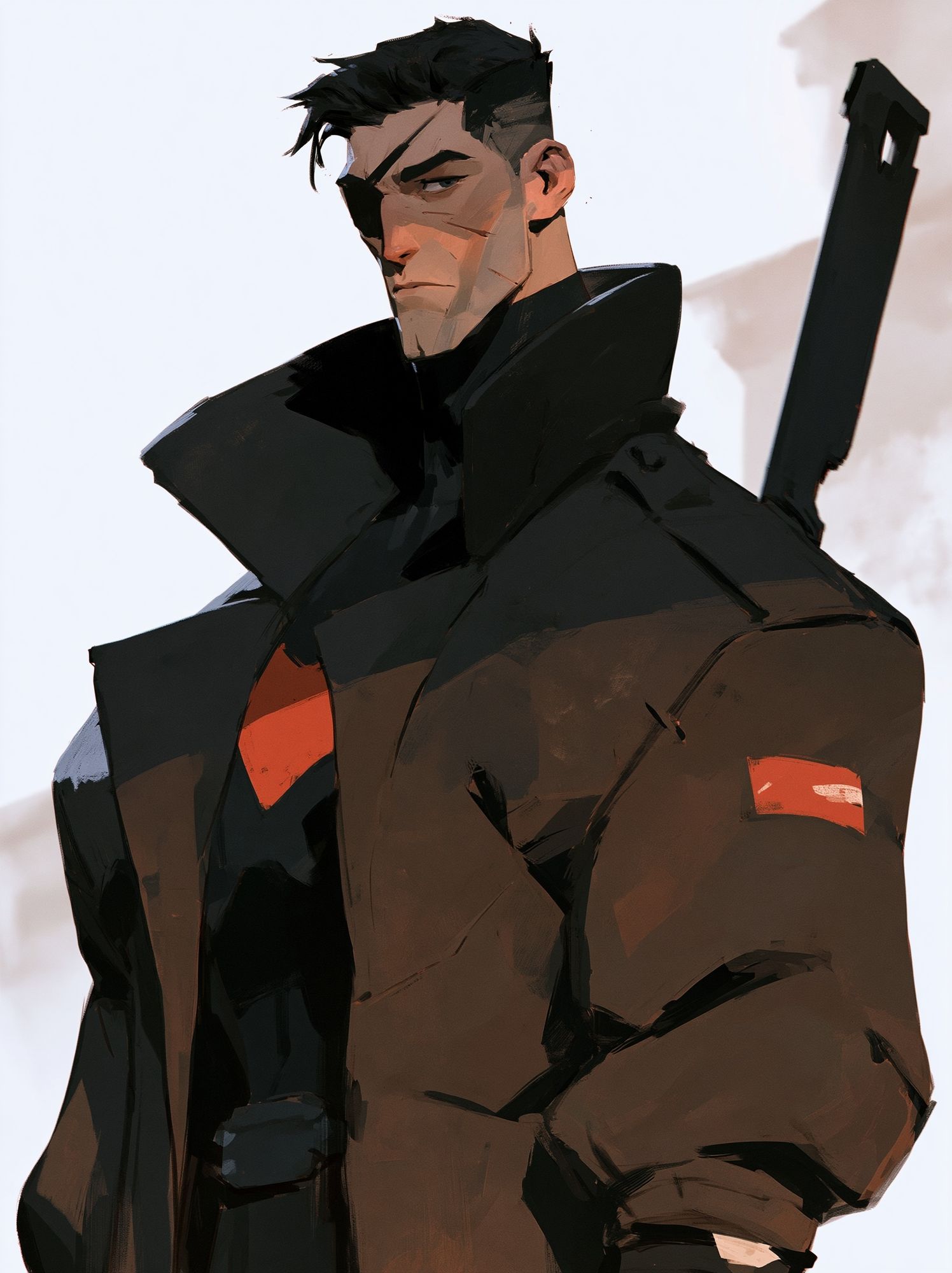 Brooding Sci-Fi Warrior Illustration Poster. poster — illustration art