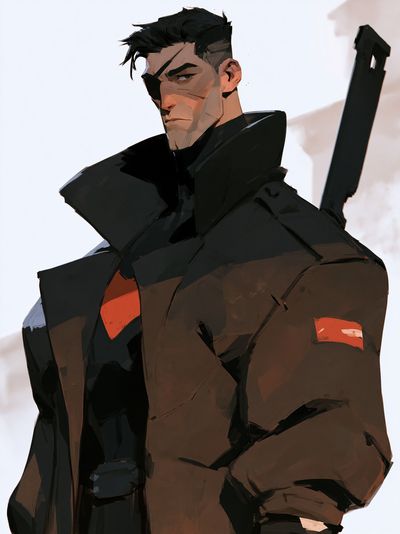 Brooding Sci-Fi Warrior Illustration Poster.