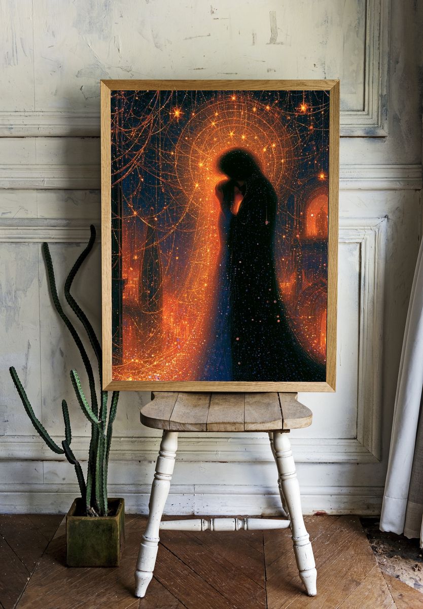 Celestial Lovers Fantasy Print. room preview