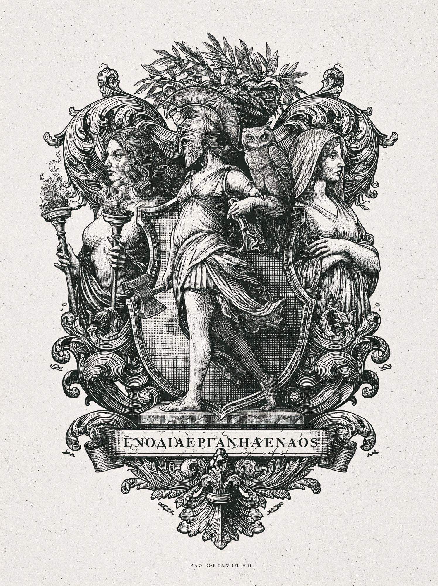 Greek Mythology Crest Illustration Poster. poster — illustration art